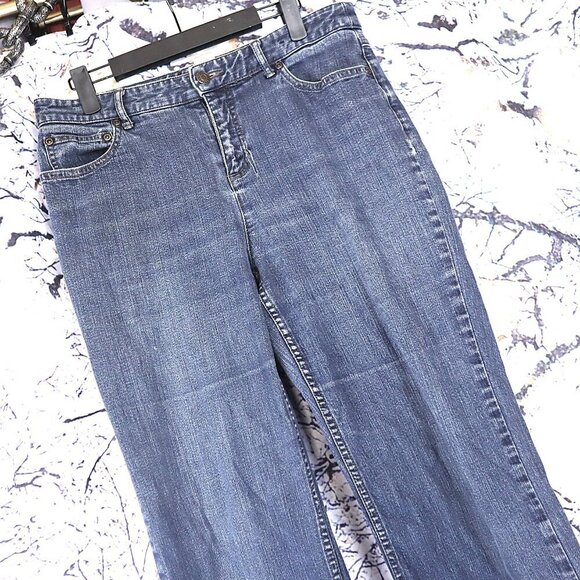 MED WASH STRETCH JEANS 10 Geoffrey Beene Sport Straight Leg Mid Rise Classic Y2K - Picture 1 of 8